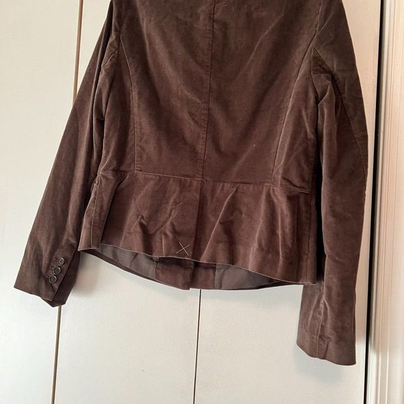 Ann Taylor LOFT Brown Velvet Jacket with Ruffle Collar - 12 - Picture 4 of 6